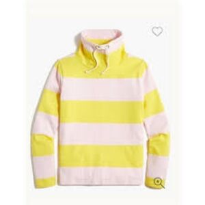 J. Crew Striped Yellow and Pink Funnelneck Shirt Size L